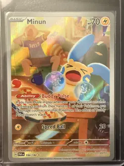 Pokemon Minun 194/182 SV04 Paradox Rift Illustration Rare Holo 70 HP English - Image 1
