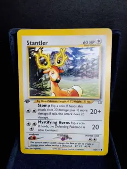 Pokemon TCG Stantler 76/111 Neo Genesis First Edition English Vintage 2000 - Image 1