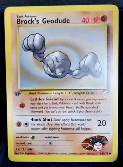 Pokemon TCG Brocks Geodude 66/132 1st Edition Gym Heroes English Near Mint - Image 1