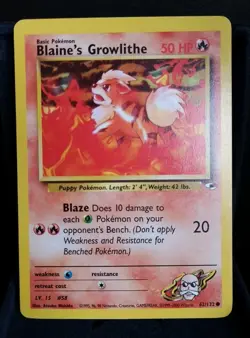Pokemon TCG Blaines Growlithe 68/132 Gym Heroes English Near Mint - Image 1