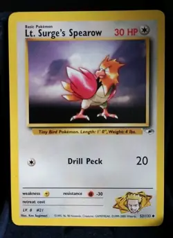 Pokemon TCG Lt. Surge's Spearow 52/132 Gym Heroes English Near Mint - Image 1