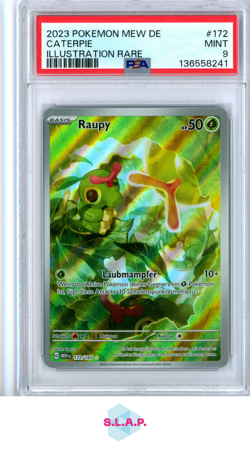 CATERPIE ILLUSTRATION RARE POKEMON GERMAN MEW DE-151 2023 172 PSA 9 - Image 1