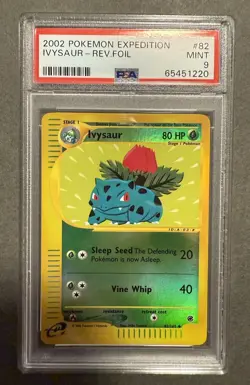 2002 Pokemon Expedition Ivysaur Reverse Foil #82 PSA MINT 9 Rare - Image 2