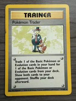 Pokemon TCG Trainer Pokemon Trader 77/102 Rare Base Set Vintage MP - Image 1