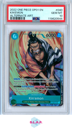 KIN'EMON PRE-ERRATA ONE PIECE OP01-040 2022 ROMANCE DAWN AA EN PSA 10 - Image 1