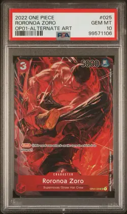 2022 One Piece OP01 Romance Dawn RORONOA ZORO Alternate Art #025 PSA 10 - Image 1