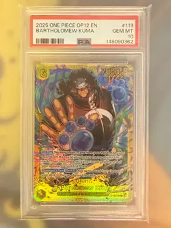 One Piece Bartholomew Kuma Secret Rare SEC Foil OP12-119 2025 PSA 10 ENGLISH - Image 1