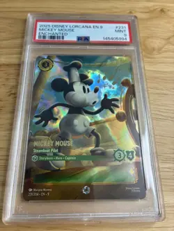2025 DISNEY LORCANA EN 9-FABLED ENCHANTED MICKEY MOUSE - STEAMBOAT PILOT PSA 9 - Image 1