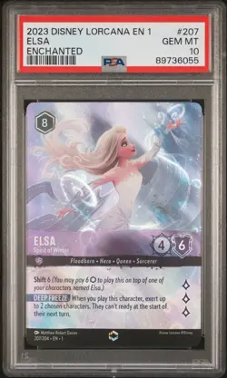 2023 DISNEY LORCANA EN 1-THE FIRST CHAPTER #207 ELSA - SPIRIT OF WINTER PSA 10 - Image 1
