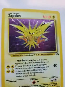 Zapdos Fossil Set Holo Pokemon Card Base WOTC - Image 5