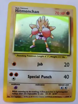 Hitmonchan Base Set Holo Pokemon Card WOTC NM - Image 1