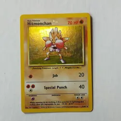 Pokemon Hitmonchan 7/102 Base Set Holo Rare 70 HP 1999 English Card - Image 1