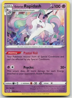 Galarian Rapidash 082/202 SWSH01: Sword & Shield Base Set Rare Pokemon TCG Card - Image 1