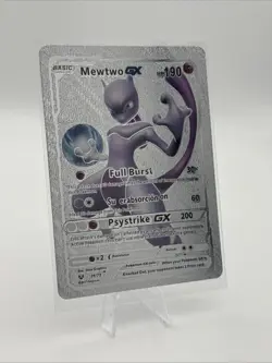Mewtwo GX 39/73 Shining Legends Holo Textured Metallic Foil Card Silver - Image 1