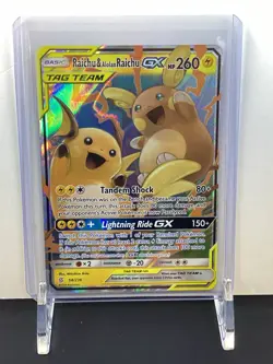 Pokemon TCG Unified Minds Holo Card Raichu Alolan GX 54/236 - Image 1
