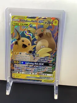 Pokemon TCG Unified Minds Holo Card Raichu Alolan GX 54/236 - Image 2