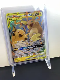 Pokemon TCG Unified Minds Holo Card Raichu Alolan GX 54/236 - Image 3