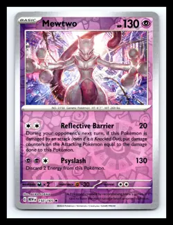 💥 Mewtwo Rare Reverse Holo 150/165 SV: Scarlet & Violet 151 Pokemon Card - Image 1
