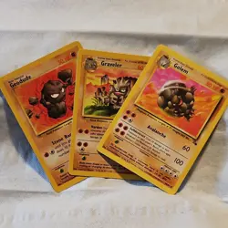 Pokemon TCG Fossil Set Geodude, Graveler & Golem Cards 1999 Wizards Lot - Image 1