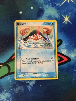 Krabby 54/100 Reverse Holo EX Crystal Guardians Pokemon Card Stamped - Image 1