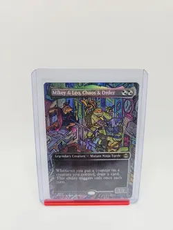 MTG TMNT - Mikey & Leo, Chaos & Order #200 - Borderless - Foil - Image 1