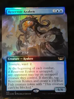 Reservoir Kraken Extended Art FOIL , Streets of New C , NM , MTG ,FREE SHIPPING - Image 1