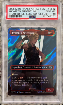 2025 MTG Final Fantasy Borderless Surge Foil #0537 PROMPTO ARGENTUM PSA 10 - Image 1
