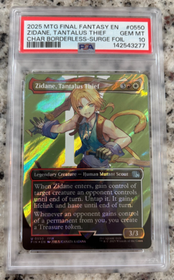 MTG FINAL FANTASY CHARACTER BORDERLESS SURGE FOIL Zidane, Tantalus Thief PSA 10 - Image 1