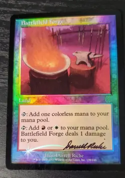 Mtg Foil Battlefield Forge Apocalypse Signed - Image 1