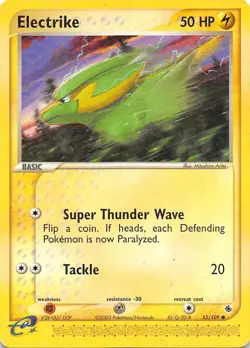 ELECTRIKE 53/109 - NON-HOLO - EX Ruby and Sapphire - e-READER Pokemon Card - LP - Image 1