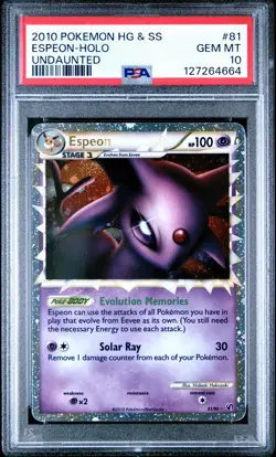 Pokemon Espeon Prime Undaunted Holo Ultra Rare #81 PSA 10 Gem Mint POP 54 SWIRL - Image 1