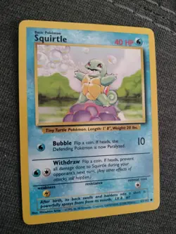 Squirtle 63/102 Common Base Set Unlimited Pokemon Lightly Played - Image 1