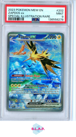 ZAPDOS EX SPECI4L ILLUSTRATION RARE POKEMON MEW EN-151 2023 202 PSA 9 - Image 1