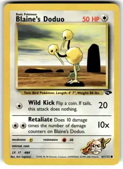 Blaine's Doduo - 61/132 Gym Challenge Unlimited Common Pokemon - NM - Image 1