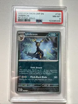 Umbreon 130/197 Reverse Holo PSA 8 Pokemon Obsidian Flames NM-MT - Image 2