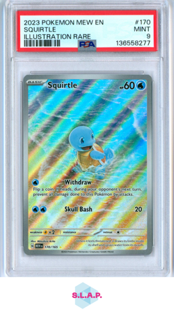 SQUIRTLE ILLUSTRATION RARE POKEMON MEW EN-151 2023 170 PSA 9 - Image 1