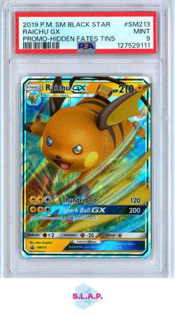 RAICHU GX POKEMON SM213 2019 PROMO-HIDDEN FATES TINS FOIL ENGLISCH PSA 9 - Image 1