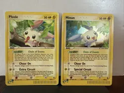Pokemon TCG Plusle & Minun Holo E-Reader 2003 7/97 & 8/97 HP/DMG See Pics - Image 1