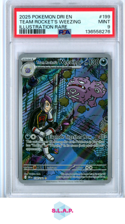 TEAM ROCKET'S WEEZING ILL RARE POKEMON DRI EN-DESTINED RIVALS 2025 199 PSA 9 - Image 1