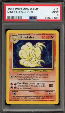 Pokemon Ninetales Base Set Unlimited Holo Rare #12 PSA 9 Mint - Image 1
