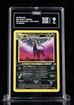 Houndoom 1st Edition Holo Neo Revelation #8 TAG PSA 9 Mint Pokemon CLEAN - Image 1