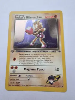 Pokemon TCG Rocket's Hitmonchan Gym Heroes 11/132 Holo 1st Edition Holo Rare - Image 1