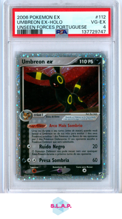 UMBREON EX-HOLO POKEMON PORTUGUESE EX UNSEEN FORC3S 2006 112 PSA 4 - Image 1