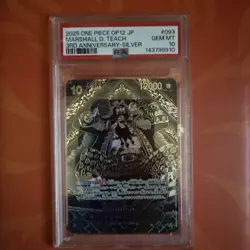 PSA 10 Silver MARSHALL D. TEACH One Piece 2025 OP12 3rd Anniversary SP Japanese - Image 1
