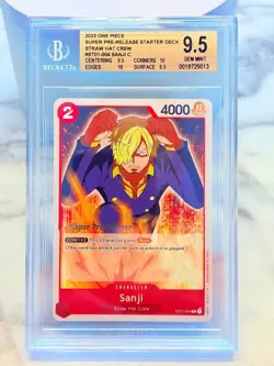 2022 One Piece SANJI BGS 9.5 GEM MINT ST01-004 SUPER PRE RELEASE STRAW HAT CREW - Image 1