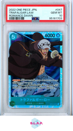 TRAFALGAR LAW BANDAI / ONE PIECE OP01-047 2022 ROMANCE DAWN SR JAPANISCH PSA 10 - Image 1