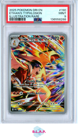 ETHAN'S TYPHLOSION ILL RARE POKEMON DRI EN-DESTINED RIVALS 2025 190 PSA 9 - Image 1