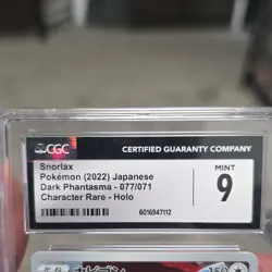 Pokemon Snorlax Dark Phantasma Character Rare Holo CGC 9 Japanese 077/071 - Image 2