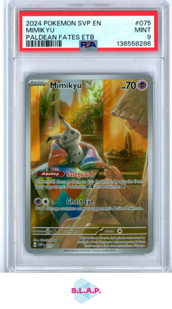 MIMIKYU PALDEAN FATES ETB POKEMON SVP EN-SV BLACK STAR PROMO 2024 075 PSA 9 - Image 1