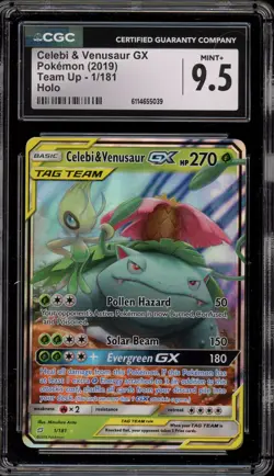 Pokemon Celebi & Venusaur GX Team Up Holo Ultra Rare #1 CGC 9.5 - Image 1